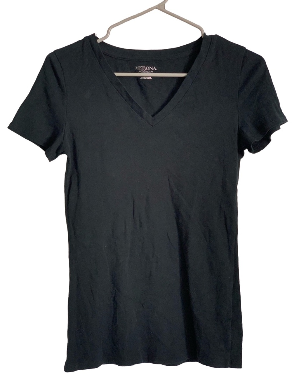 MERONA Women’s Black V-neck Short Sleeve Cotton Tee Shirt